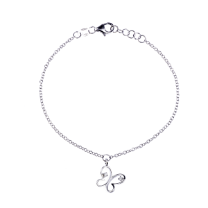 Bracciale con farfallina con diamantino in oro bianco