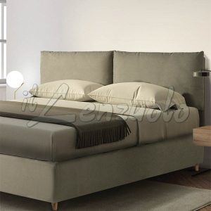 Letto contenitore in tessuto BROOKLYN con rete a doghe